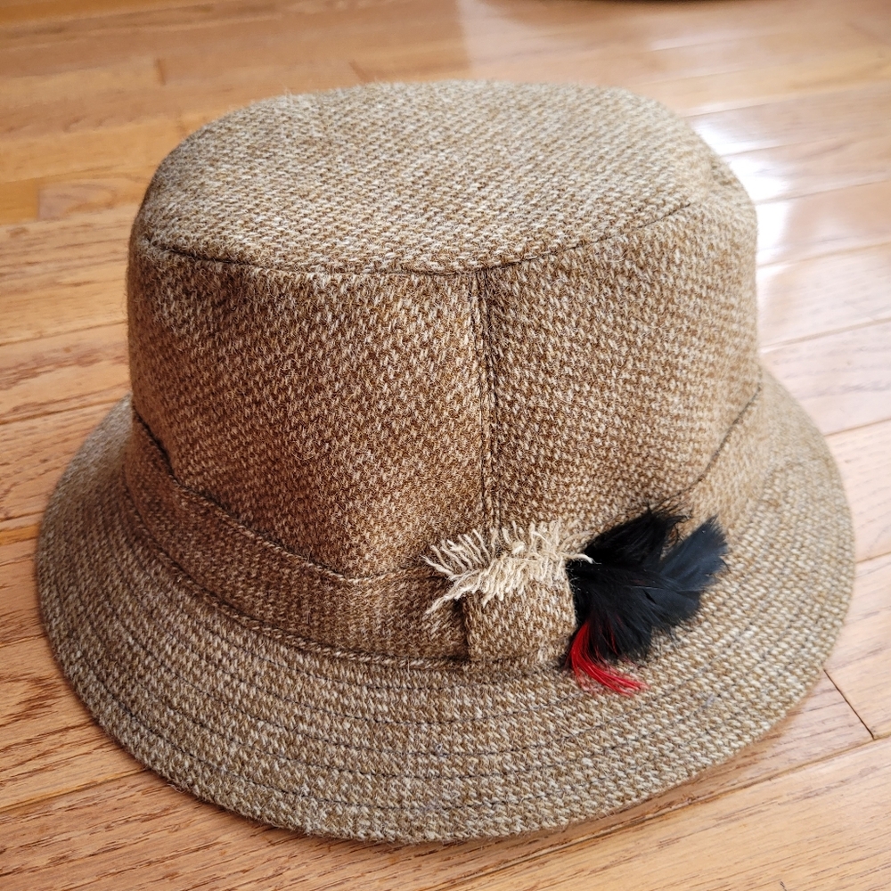 Hanna Hats of Donegal Tweed Walking Hat Size Medium Fedora Wool